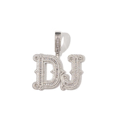 Ice Stone 9mm Cuban Link Initial Letter Necklace
