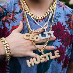 Ice Stone Personalized Crown Brush Font Name Necklace