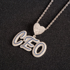 Ice Stone Custom Heart Name Pendant Necklace