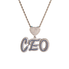 Ice Stone Custom Heart Name Pendant Necklace