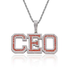 Ice Stone Iced Out Colorful CZ Letters Pendant