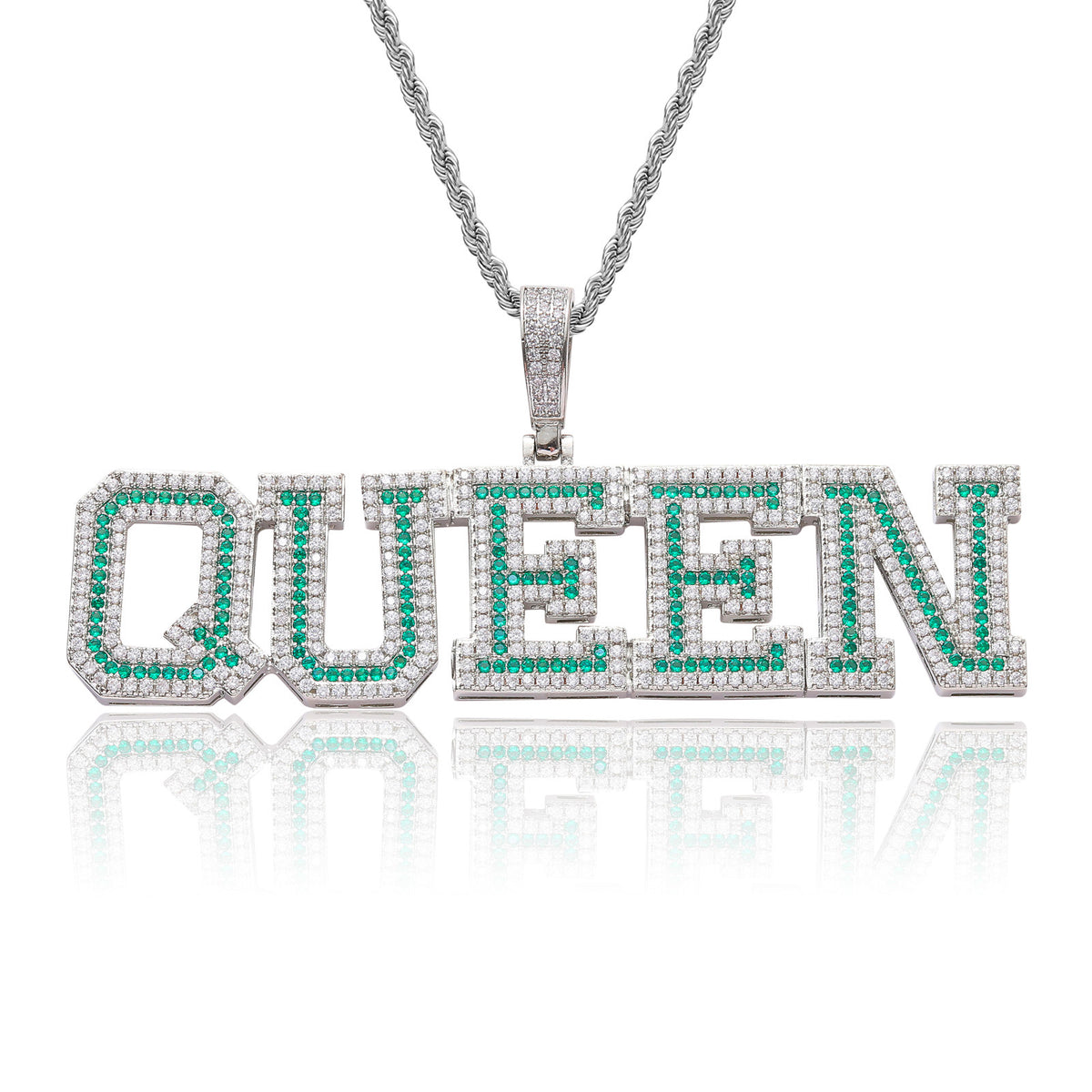 Ice Stone Iced Out Colorful CZ Letters Pendant