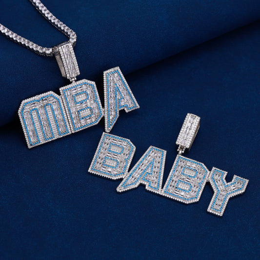 Ice Stone Custom Diamond Letter Pendant Necklace Bling