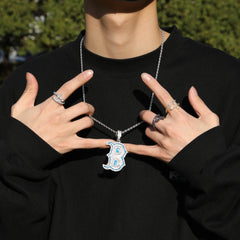 ICE STONE Iced Out Luminous Brass Gold Plated Pendant Necklace