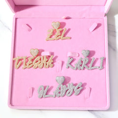 Ice Stone Iced Out Custom Heart Name Pendant Necklace