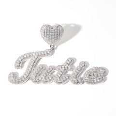 Ice Stone Iced Out Heart Name Necklace