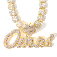 Ice Stone Iced Out Heart Name Necklace