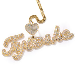 Ice Stone Iced Out Heart Name Necklace