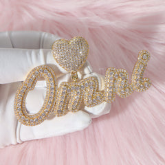 Ice Stone Iced Out Heart Name Necklace