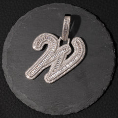 ICE STONE Cursive Baguette Initial Letter Necklace