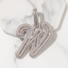 ICE STONE Cursive Baguette Initial Letter Necklace