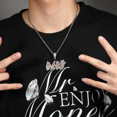 Ice Stone Multi-Color Brush Font Name Necklace