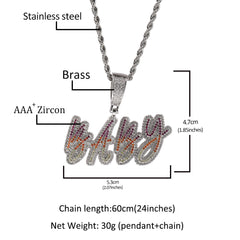 Ice Stone Multi-Color Brush Font Name Necklace