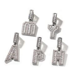 Ice Stone Iced Out Baguette Letter Gold Plated Necklace