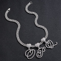 Ice Stone Hip Hop Iced Out Cursive Heart Necklace