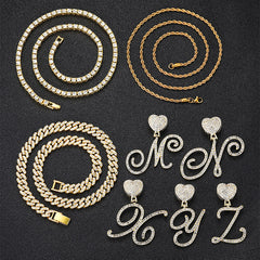 Ice Stone Hip Hop Iced Out Cursive Heart Necklace