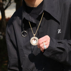 Ice Stone Custom Gold Photo Memory Pendant Necklace