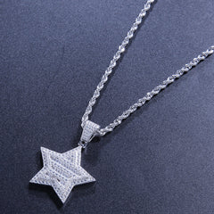 Ice Stone Iced Out Five Star Pendant Necklace