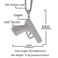 Ice Stone Iced Out Diamond Gun Pendant Necklace