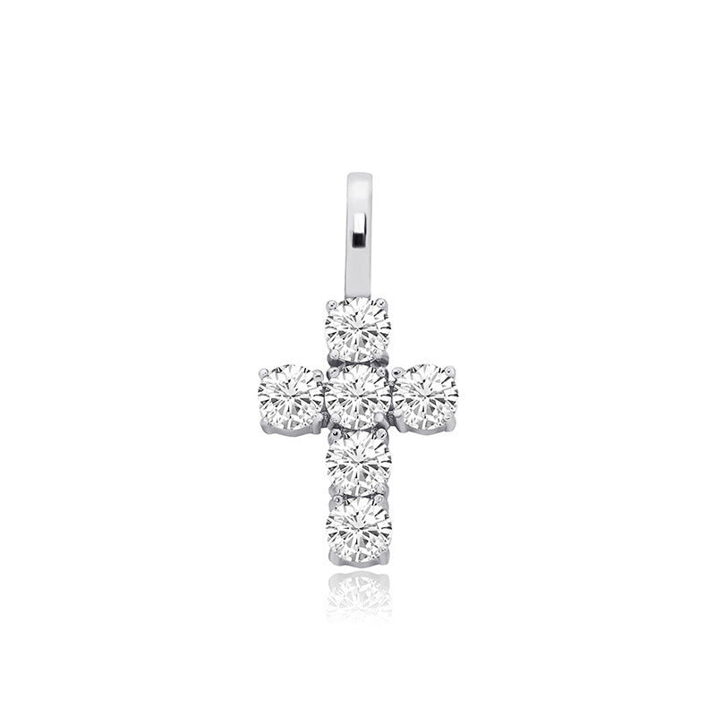 Ice Stone 925 Silver Jesus Cross Pendant Necklace