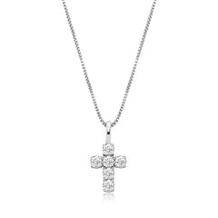 Ice Stone 925 Silver Jesus Cross Pendant Necklace
