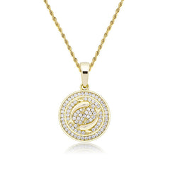 Ice Stone 18K Gold Horoscope Zodiac Pendant Necklace