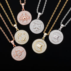 Ice Stone 18K Gold Horoscope Zodiac Pendant Necklace