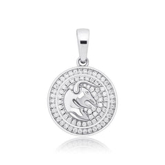 Ice Stone 18K Gold Horoscope Zodiac Pendant Necklace