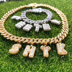 Ice Stone Personalized Hip Hop Bling Letter Pendant Necklace