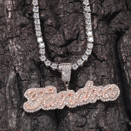 Ice Stone Bling Iced Out Cuban Chain Name Necklace