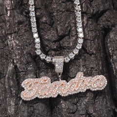 Ice Stone Bling Iced Out Cuban Chain Name Necklace