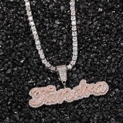 Ice Stone Bling Iced Out Cuban Chain Name Necklace