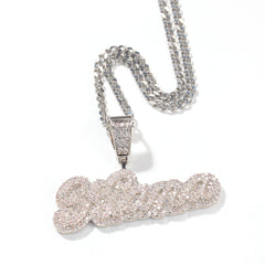 Ice Stone Bling Iced Out Cuban Chain Name Necklace