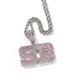 Ice Stone Pink Letter Pendant for Women