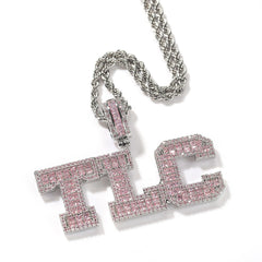 Ice Stone Pink Letter Pendant for Women