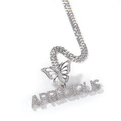 Ice Stone Custom Butterfly Name Pendant Jewelry