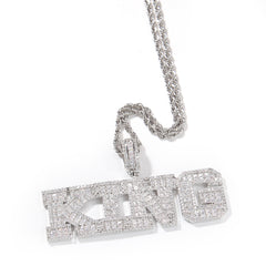 Ice Stone Hip Hop CZ Baguette Letter Pendant Necklace