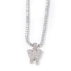 Ice Stone Melting Ice Cube Letter Pendant Necklace