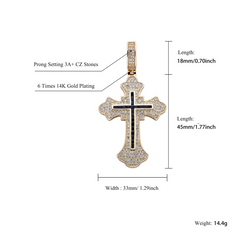 Ice Stone Iced Out Cubic Zirconia Cross Pendant Necklace