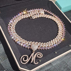 Ice Stone Custom Cursive Letter Pendant Necklace