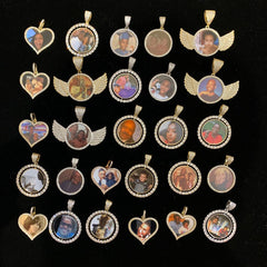 Ice Stone Customized Iced Out Heart Photo Pendant Necklace