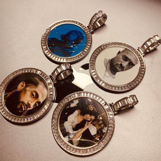 Ice Stone Customized Iced Out Heart Photo Pendant Necklace