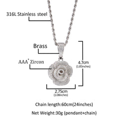 Ice Stone Rose Pendant Women's Fashion Jewelry
