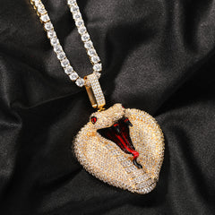 Ice Stone AAA Zircon Iced Out Cobra Snake Pendant Necklace