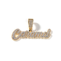 Ice Stone Full CZ Micro Paved Nameplate Necklace