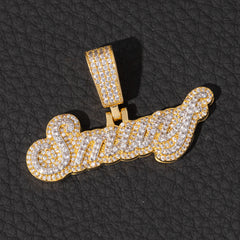 Ice Stone Full CZ Micro Paved Nameplate Necklace