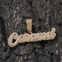 Ice Stone Full CZ Micro Paved Nameplate Necklace