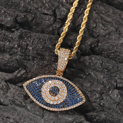 Ice Stone Mixed Color Evil Eyes Pendant Necklace