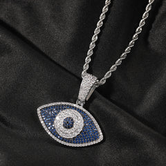 Ice Stone Mixed Color Evil Eyes Pendant Necklace