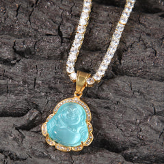 Ice Stone Colorful Jade Buddha Pendant Hip Hop